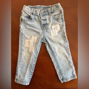 3/$20 Girls Lace Patchwork Jeans 12M